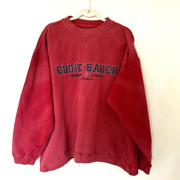 VTG Eddie Bauer Spell Out Embroidered Logo Crewneck 90s Ebtek Pullover Sweater L - Picture 1 of 7